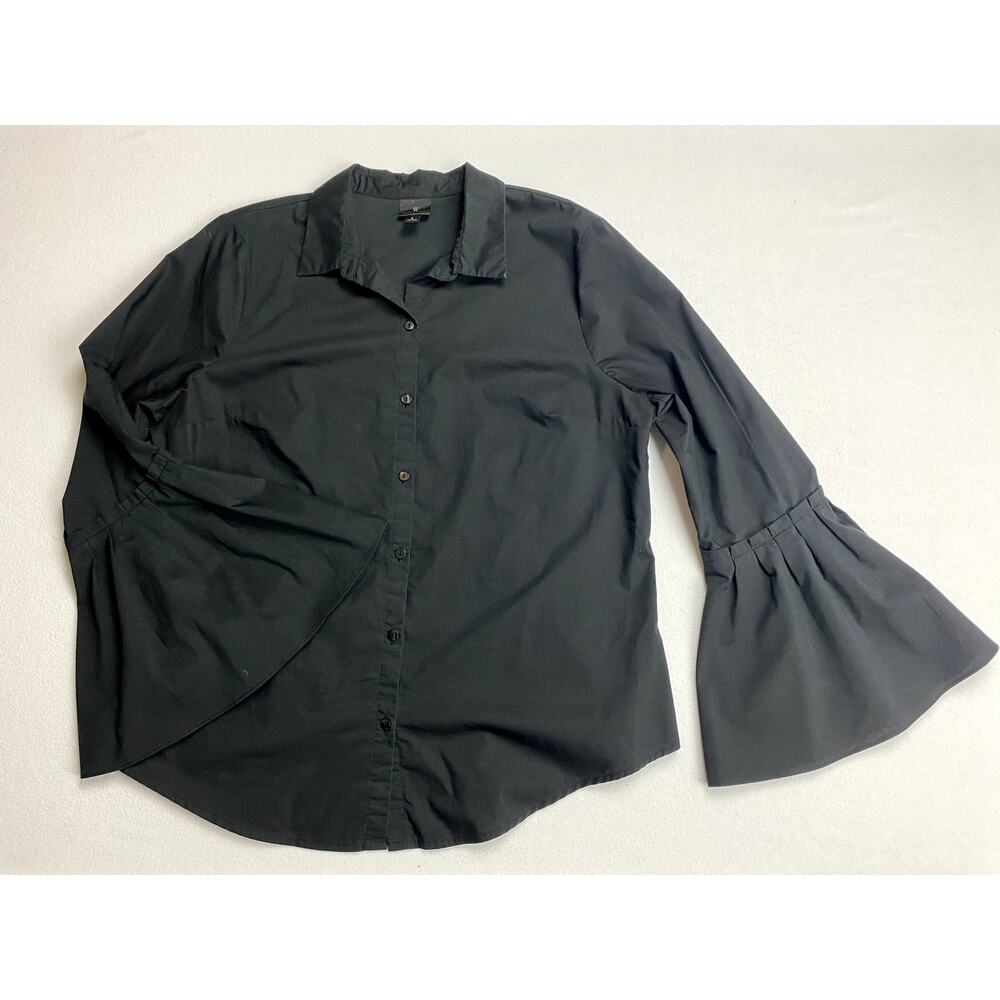 Worthington Bell Sleeve Blouse Womens Large Black Flared Sleeve Blouse Top